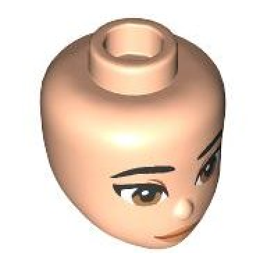 light nougat mini doll head friends with black eyebrows medium nougat eyes nougat lips and dark orange closed mouth pattern