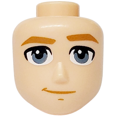 light nougat mini doll head friends male large with medium nougat eyebrows mouth and chin dimple sand blue eyes smirk pattern