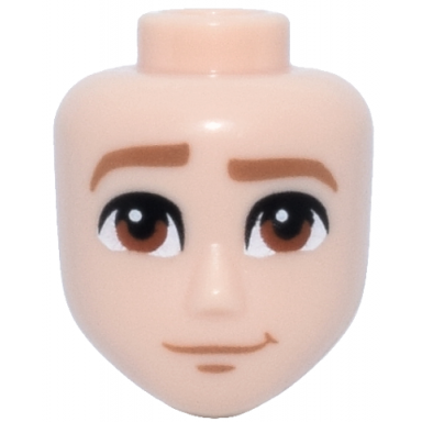 light nougat mini doll head friends male large with medium nougat eyebrows right raised reddish brown eyes chin dimple slight grin pattern