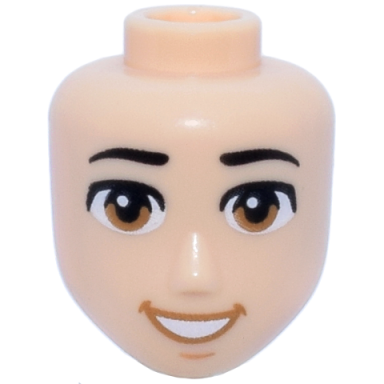 light nougat mini doll head friends male large with black eyebrows medium nougat eyes nougat chin dimple medium nougat open mouth smile with teeth pattern