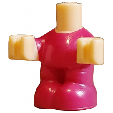 light nougat micro doll body baby toddler with molded magenta jumpsuit coverall pattern