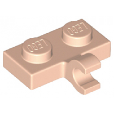 light nougat plate modified 1 x 2 with clip on side horizontal grip