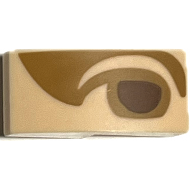 light nougat slope curved 2 x 1 x 2 3 with reddish brown right eye with medium nougat eyelid and shadow pattern mona lisa