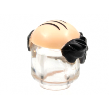 light nougat minifigure hair male bald top with black short hair and combover lines pattern