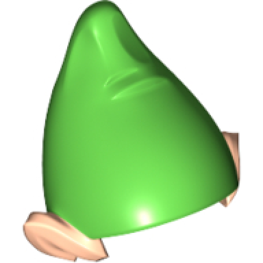 light nougat minifigure headgear hat elf dwarf with pointed ears with bright green top pattern