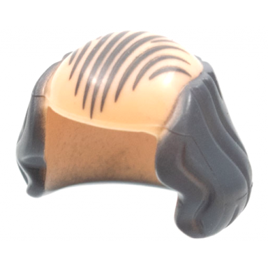 light nougat minifigure hair male bald top with dark bluish gray hair and combed back hair lines pattern