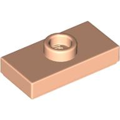 light nougat plate modified 1 x 2 with 1 stud with groove and bottom stud holder jumper