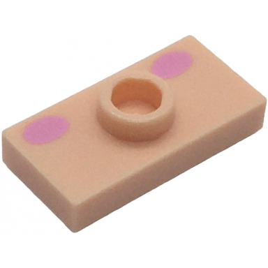 light nougat plate modified 1 x 2 with 1 stud with groove and bottom stud holder jumper with bright pink oval cheeks pattern super mario baby peach lower face