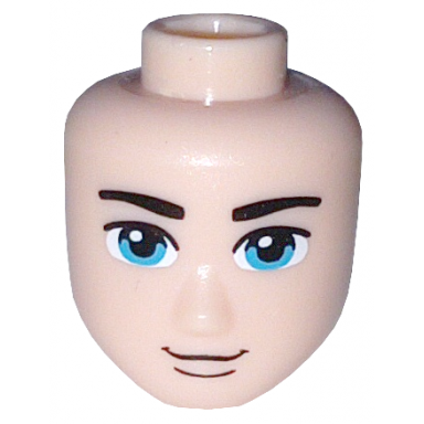 light nougat mini doll head friends male large with black eyebrows medium azure eyes chin dimple grin pattern