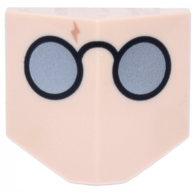 light nougat slope curved 33 2 x 2 double inverted with black round glasses with silver lenses nougat lightning bolt scar pattern hp harry potter face