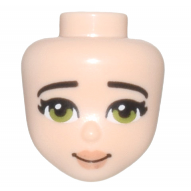 light nougat mini doll head friends with black eyebrows olive green eyes nougat lips pattern