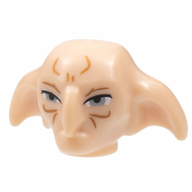 light nougat minifigure head modified kreacher with dark orange contour lines light bluish gray eyes pattern