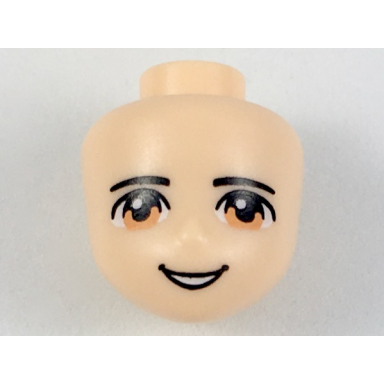 light nougat mini doll head friends male with black eyebrows medium nougat eyes open mouth smile with teeth pattern