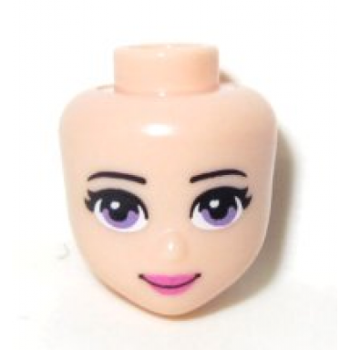 light nougat mini doll head friends with purple eyes dark pink lips and closed mouth pattern