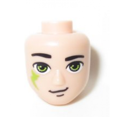 light nougat mini doll head friends male large with lime eyes slight smile and lime elves tribal pattern farran