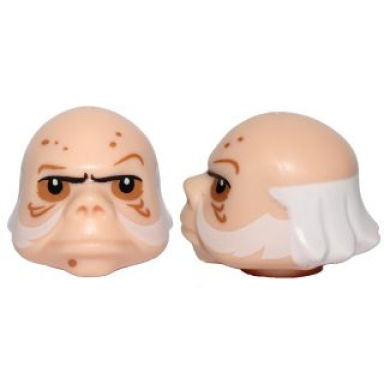 light nougat minifigure head modified sw ugnaught with white sideburns and hair pattern