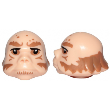 light nougat minifigure head modified sw ugnaught with medium nougat sideburns and hair pattern