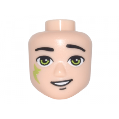 mini doll head friends male large with lime eyes smile with teeth and lime elves tribal pattern farran
