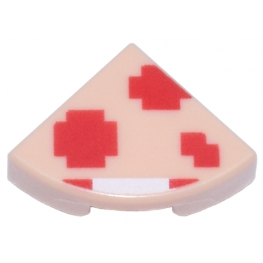 light nougat tile round 1 x 1 quarter with super mario pixelated super mushroom pattern