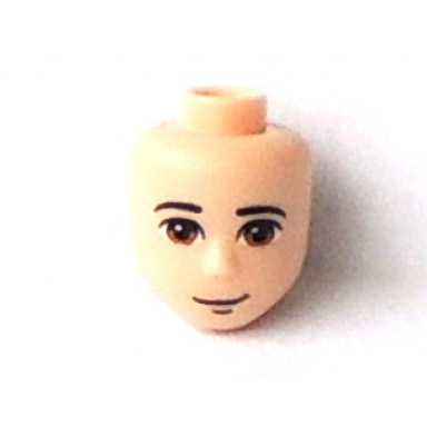light nougat mini doll head friends male large with tan eyes half smile and closed mouth pattern
