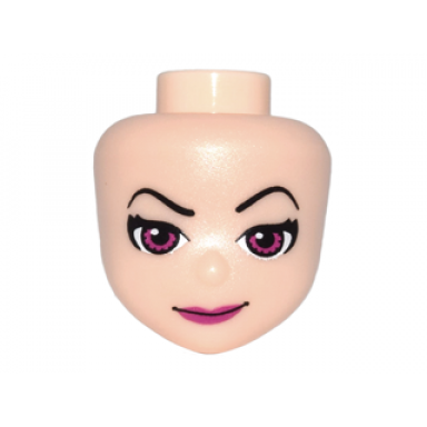 light nougat mini doll head friends with magenta eyes and lips and thin black eyebrows pattern ragana