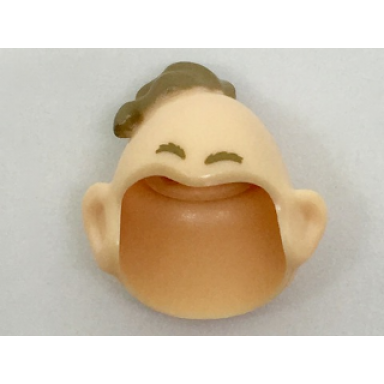 light nougat minifigure hair combo bald conehead with large ears dark tan eyebrows and hair tuft pattern