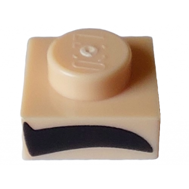 light nougat plate 1 x 1 with black thick eyebrow pattern model left side