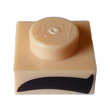 light nougat plate 1 x 1 with black thick eyebrow pattern model right side