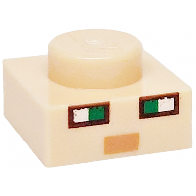 light nougat plate 1 x 1 with green and white squares dark brown and nougat rectangles pattern minecraft micromob alex face