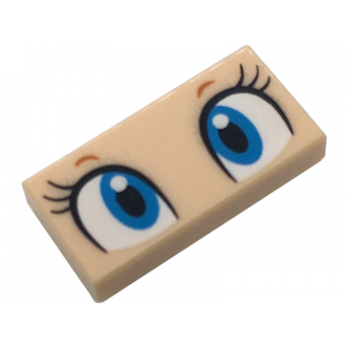 light nougat tile 1 x 2 with dark azure and white eyes black eyelashes and dark orange eyebrows pattern super mario baby peach upper face
