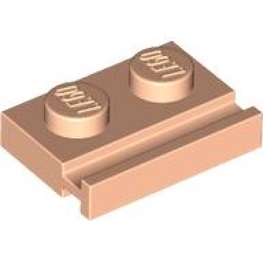 light nougat plate modified 1 x 2 with door rail