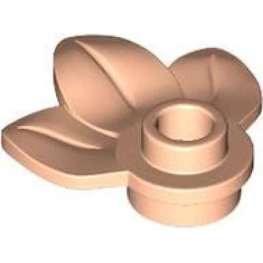light nougat plant plate round 1 x 1 with 3 leaves