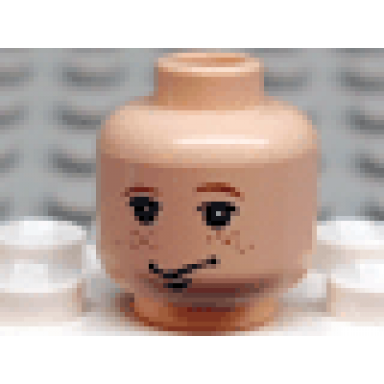 light nougat minifigure head male smirk earth orange freckles and eyebrows pattern hp ron weasley