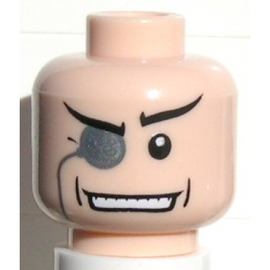light nougat minifigure head glasses with monocle white pupil wide grin pattern the penguin