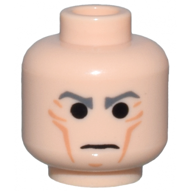 light nougat minifigure head male cheek lines with dark bluish gray stern eyebrows pattern sw grand moff tarkin