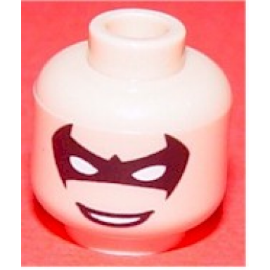 light nougat minifigure head male black eye mask with eye holes and smile pattern nightwing