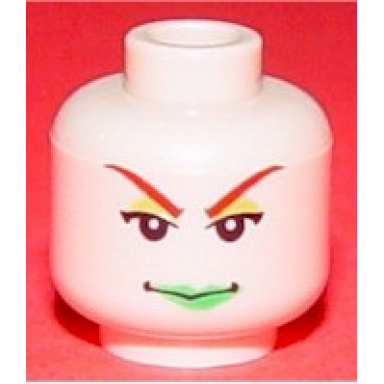 light nougat minifigure head female with green lips and red eyebrows pattern poison ivy