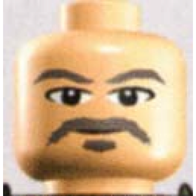 light nougat minifigure head male gray moustache goatee and eyebrows pattern
