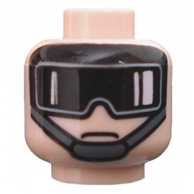 light nougat minifigure head glasses with black goggles gray chin strap pattern sw imperial at-st pilot