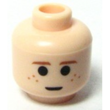 light nougat minifigure head child brown eyebrows and freckles large pupils pattern