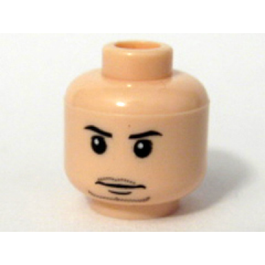 light nougat minifigure head male thin mouth with stubble goatee pattern