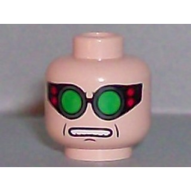 light nougat minifigure head glasses with green goggles open mouth pattern dr octavius