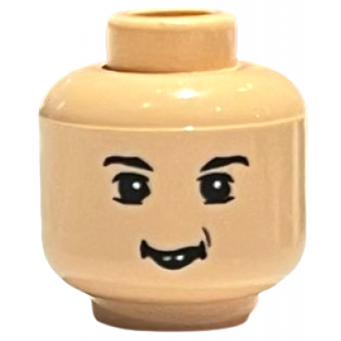 light nougat minifigure head male eyebrows white pupils and toothed grin pattern hp neville