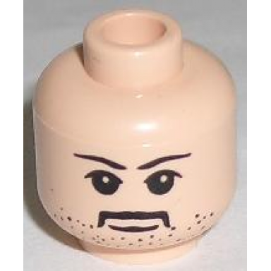light nougat minifigure head moustache with eyebrows white pupils and stubble pattern hp sirius black