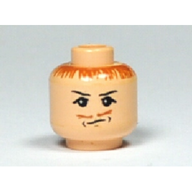 light nougat minifigure head moustache with hair eyebrows white pupils dimples pattern hp peter pettigrew