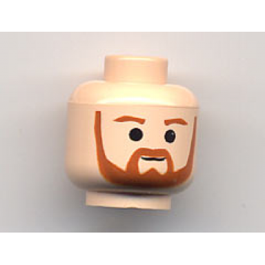 light nougat minifigure head dark orange trim beard round below mouth and eyebrows pattern
