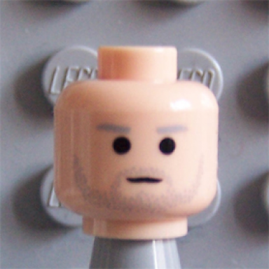 light nougat minifigure head male sw gray stubble and gray eyebrows pattern owen lars