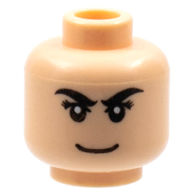 light nougat minifigure head male black eyebrows eyelashes smile white pupils pattern