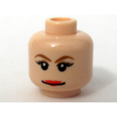 light nougat minifigure head female reddish brown eyebrows red lips pattern trixie