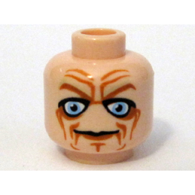 light nougat minifigure head male blue eyes deep brown wrinkles pattern